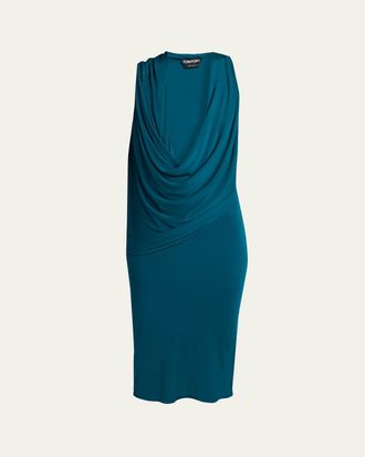 Tom Ford Plunging Cowl-Neck Jersey Body-Con Dress