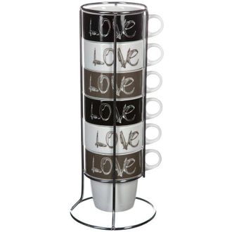 Secret de Gourmet Set 6 Tazas 26cl Con Soporte Acero Modelo love 3560239372936 78101 5 Five