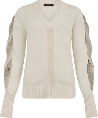 Moorer Virana V-neck Trui - Dames - V-hals truien - Wit - XS - Katoen - Truien & Vesten