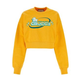 Gucci Cotton Sweatshirt - female - Gucci - Sweatshirts - Yellow - XS - Sweatshirts & Hoodies