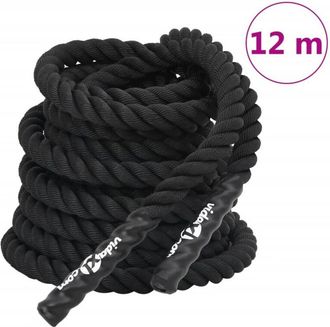 vidaXL Cuerda De Batalla Poli&eacute;ster Negro 12 M 9 Kg Vidaxl