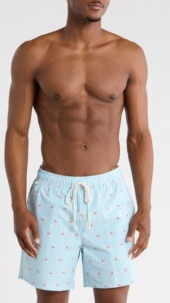 Rainforest Flamingo Seersucker Swim Trunks in Sky Blue Combo at Nordstrom Rack, Size X-Large