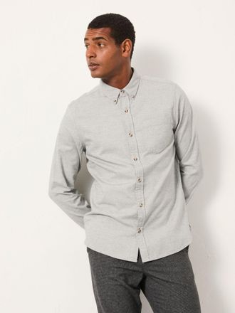 Fat Face FatFace Tadlow Grey Long Sleeve Herringbone Shirt