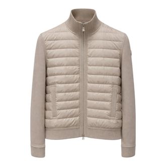 Moncler Down Jackets, male, White, Size: 2XL Padded Wool Zip-Up Cardigan