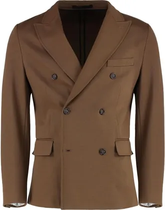 Paolo Pecora double-breasted blazer - men - Viscose/Spandex/Elastane/Polyamide/Acetate/Polyester - 52 - Brown