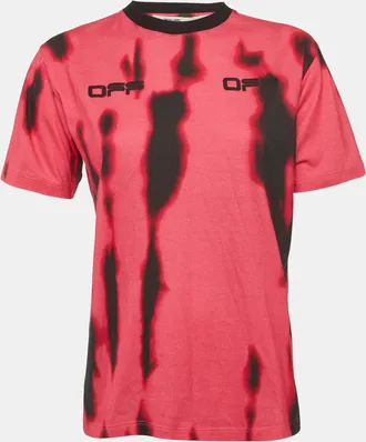 Off-white Pink/black Logo Print Jersey Crew Neck T-Shirt