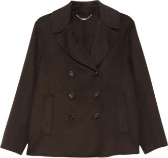 Mabrun Diva Double Breasted Peacoat - Dames - Mantels - Bruin - Maat: 3XL