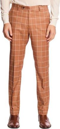 Paisley & Gray Downing Slim Fit Flat Front Windowpane Dress Pants in Pumpkin Spice Windowpane at Nordstrom Rack, Size 30 X 32