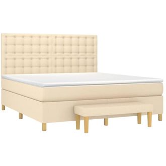 vidaXL Cama Box Spring Con Colch&oacute;n Tela Color Crema 160x200 Cm Vidaxl