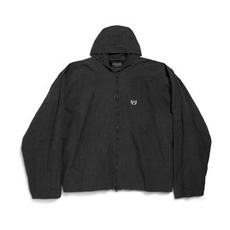 Balenciaga Hooded Zip-Up Jacket - Heren - Zomerjassen - Zwart - L - Katoen - Jassen