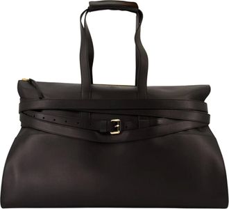 Moschino Tassen, Dames, Zwart, ONE Size, Leer, Zwarte Leren Shopper Tas