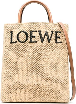 Loewe A4 raffia tote bag - women - Raffia/CALFSKIN/Viscose - One Size - Neutrals