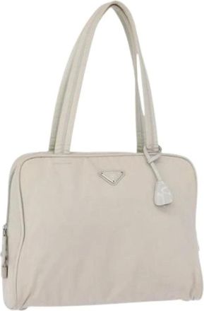 Prada Pre-owned Shoulder Bags, female, White, Size: ONE SIZE Pre-owned Vintage Nylon Shoulder Bag