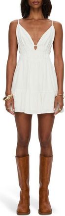 Princess Polly Elpida Plung Neck Minidress in White at Nordstrom, Size 10