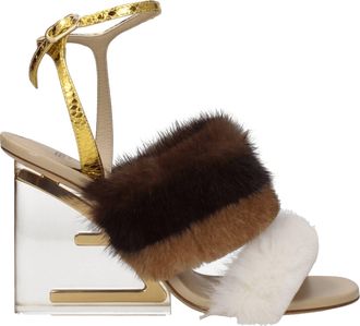 Fendi Sandali Donna Visone Marrone/Oro