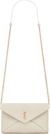 Saint Laurent Cassandre envelope chain crossbody bag - women - Lambskin/Brass - One Size - Neutrals