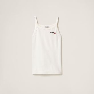 Miu Miu Petit Bateau X Miu Miu Stretch Jersey Top, Woman, White, Size XXL