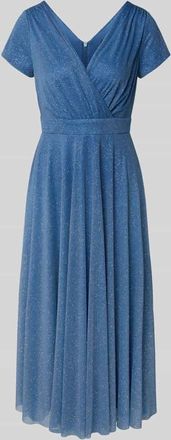Vera Mont Schimmerndes Cocktailkleid mit V-Ausschnitt in Hellblau, Gr&ouml;&szlig;e 38