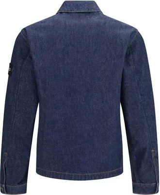 Stone Island Denim Biker Jacket - Blue