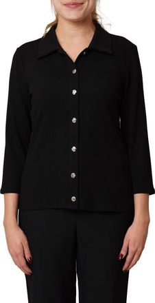 Cyrus Buttoned Ribbed Knit Top in Black at Nordstrom Rack, Size X-Large