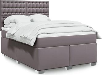 vidaXL Vidaxl - Cama Box Spring Con Colch&oacute;n Cuero Sint&eacute;tico Gris 160x200 Cm