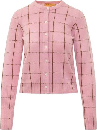 Guest In Residence Jane Checker Cardigan - Dames - Vesten - Roze - S - Kasjmier - Truien & Vesten