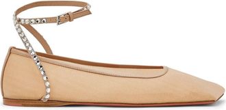 Amina Muaddi Beige Witte Ballerina Schoenen - Dames - Ballerinas - Beige - 37 1/2 EU - Schoenen