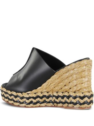 Paloma Barcel&oacute; Ivana leather platform raffia sandals - women - Calf Leather/Rubber/Straw/Calf Leather - 41 - Black