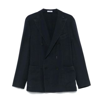 Boglioli Blazers, male, Black, Size: 2XL Double-breasted Blazer with Peak Lapels