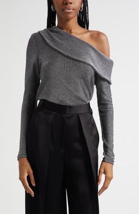 Ramy Brook Carrie Metallic One-Shoulder Top in Silver Knit at Nordstrom Rack, Size X-Large