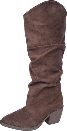 Generic Womens Casual Versatile Style Solid Color Wrinkled Nubuck Leather Fashionable Fall Winter Style Trendy Comfortable Thick Bottom Thick Heel Boots