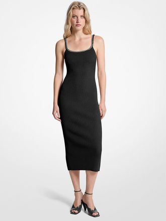 Michael Kors Chain Ribbed Stretch Knit Midi Dress