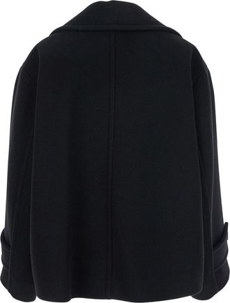Chlo&eacute; Womens Jacket Double-Breasted Wool-Blend Black Wool Blend Coat
