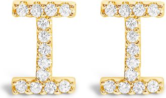 House of Brilliance 10K Gold 1/10 Cttw Diamond Initial A to Z Stud Earring