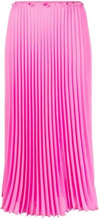Red Valentino high-waisted pleated midi skirt - women - Polyester - 44 - Pink