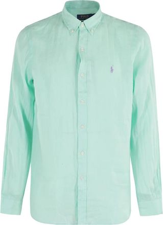 Polo Ralph Lauren Linnen Sport Shirt - Heren - Casual Overhemden - Groen - XL - Linnen - Overhemden