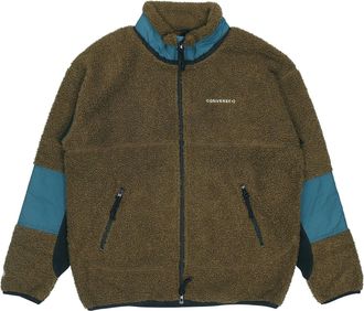 Converse Polar Fleece Sherpa Jacket Asia Sizing Surplus Olive 10018039-A03