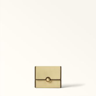 Furla Sfera Portafoglio Compatto S Cremino Giallo Pelle Di Vitello Sidney Bicolore Donna
