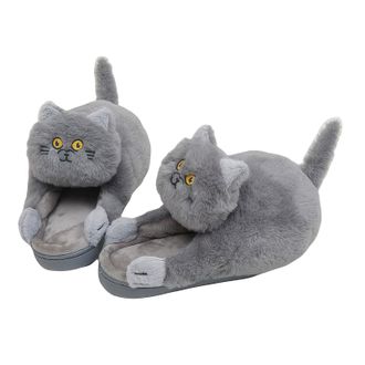 Generic Womens Plush Cat Slippers Slip-On Cute Soft Fluffy House Slippers Memory Foam Winter Warm Cozy Casual Indoor Shoes Footwear Lightweigh Comfortable siz