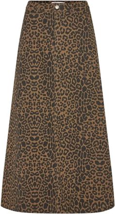 Lollys Laundry Luipaardprint Maxi Rok - Dames - Spijkerrokken - Veelkleurig - L - Katoen - Rokken