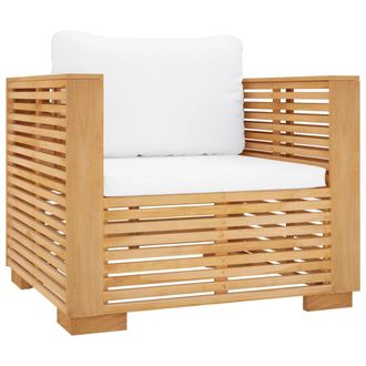 vidaXL Sill&oacute;n De Jard&iacute;n Con Cojines Color Crema Madera Maciza Teca Vidaxl