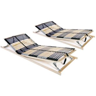 vidaXL Slatted Bed Bases without Mattress 2 pcs with 42 Slats 90x200 cm Vidaxl