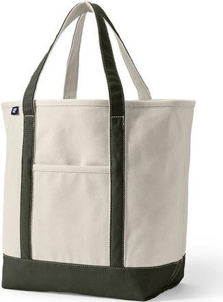 Lands End Open Top Canvas Tote Bag in Natural/dark Olive Green at Nordstrom, Size X-Large