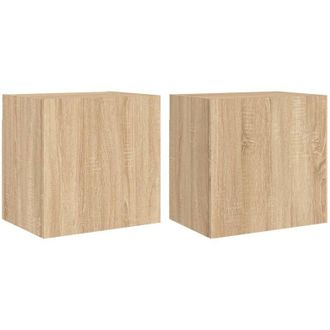 vidaXL Vidaxl - Muebles De Tv De Pared 2 Uds Madera Roble Sonoma 40,5x30x40 Cm