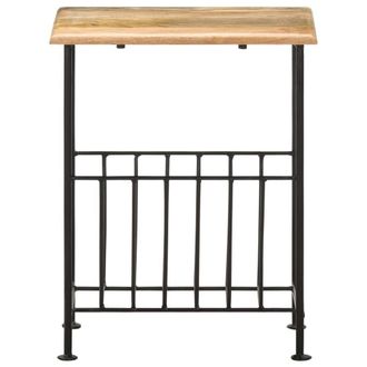 Berkfield Home Magazine Rack 40x30x50 cm Solid Mango Wood & Steel in Black | Size: 40 x 30 x 50 cm