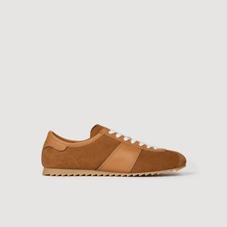 Sandro Low-top leather and suede trainers