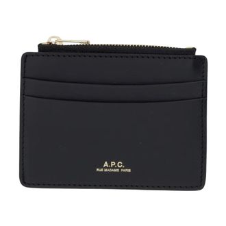 A.P.C. Porte-carte Paris - Dames - Portefeuilles - Zwart - ONE Size - Katoen - Accessoires