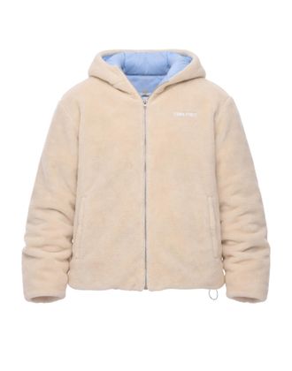 Family Fir$t Milano Beige Teddy Bomber Jacket with Hood Zip
