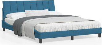 vidaXL Estructura De Cama Con Cabecero Terciopelo Azul 160x200 Cm Vidaxl