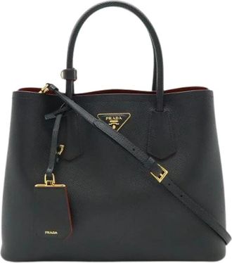 Prada Pre-owned Leather Double Tote Bag B2756T - Dames - Vintage Shopper - Zwart - ONE Size - Leer - Vintage